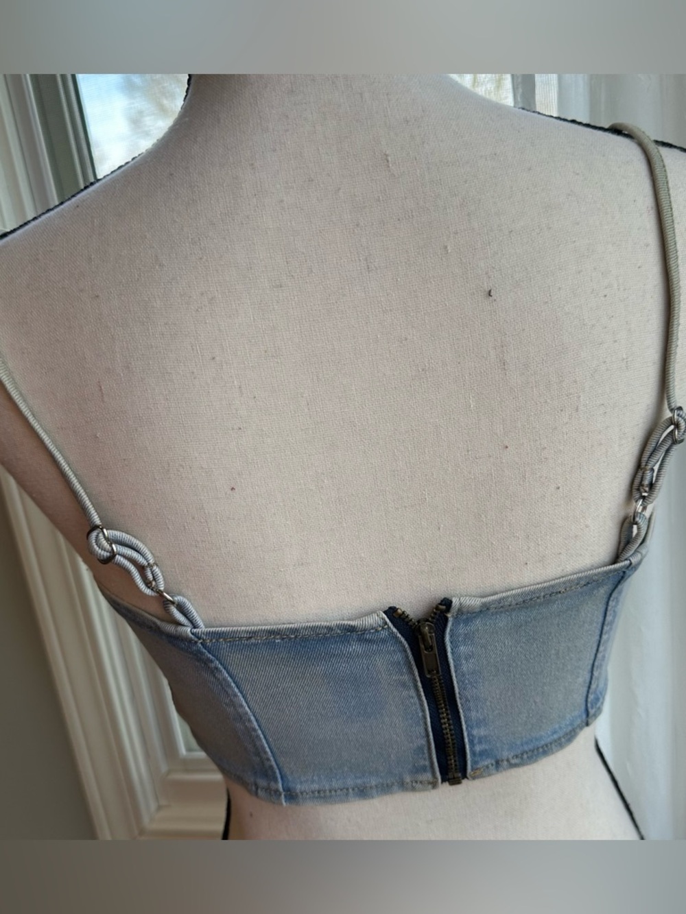 West of Melrose •Denim Bustier Corset Jean denim crop top Small - Picture 3 of 4
